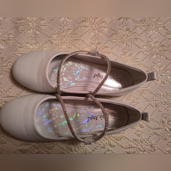 Girls Little Angel white patent leather with rhinestone straps - Picture 7 of 8